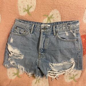 GRLFRND Light Blue Ripped Jean Shorts